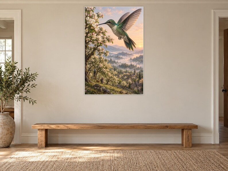 Hummingbird Art Print | Blossom Orchard Fantasy Wall Decor imagen 13