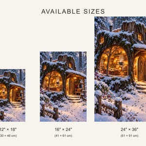 Snowy Woodland Gathering Room Art Print | Cozy Winter Cabin Decor image 4