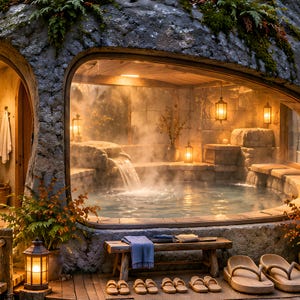 Riverstone Bathhouse Art Print | Mountain Stream Bathroom Wall Decor image 3