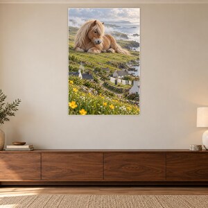 Shetland Pony Art Print | Seaside Village Fantasy Wall Decor image 3
