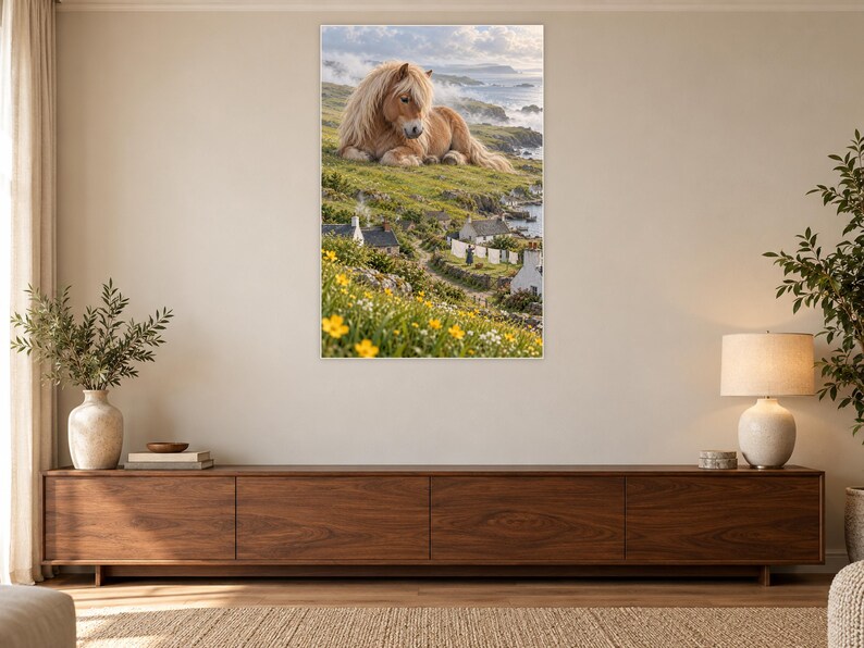 Shetland Pony Art Print | Seaside Village Fantasy Wall Decor image 3