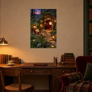Woodland Cinema Art Print | Cozy Fantasy Movie Room Wall Decor image 2