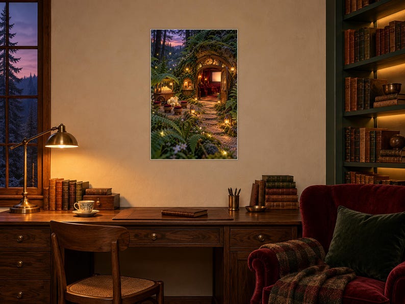 Woodland Cinema Art Print | Cozy Fantasy Movie Room Wall Decor image 2