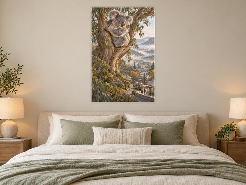 Koala Art Print | Eucalyptus Village Fantasy Wall Decor bild 4