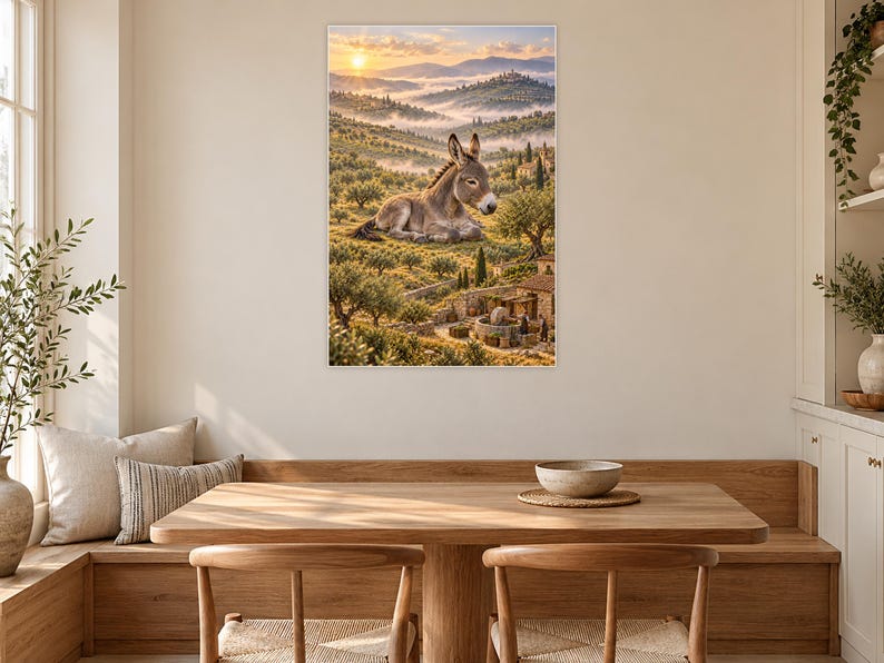 Donkey Art Print | Olive Grove Village Fantasy Wall Decor image 9