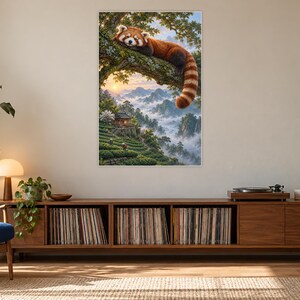 Red Panda Art Print | Misty Tea Garden Fantasy Wall Decor image 17
