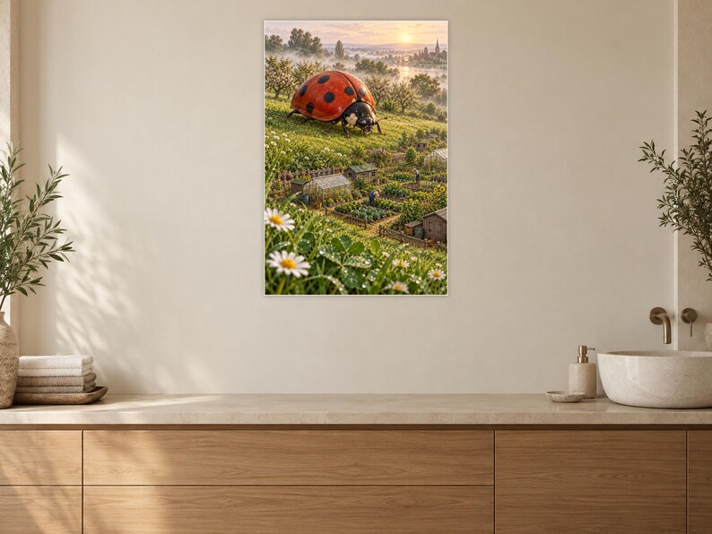 Ladybug Art Print | Cottage Garden Fantasy Wall Decor immagine 10