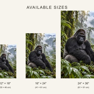 Mountain Gorilla Print | Rainforest Wall Art | Cinematic Animal Portrait image 4