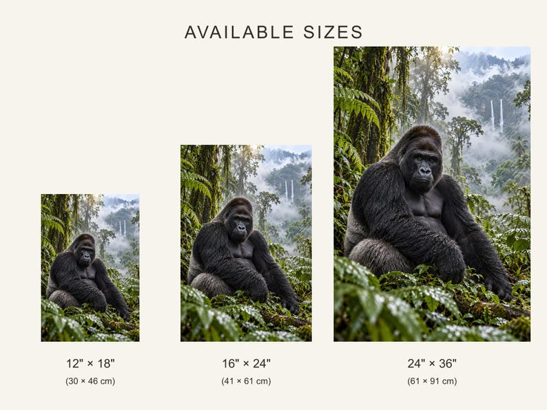 Mountain Gorilla Print | Rainforest Wall Art | Cinematic Animal Portrait image 4