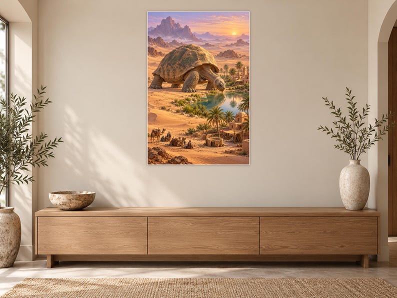 Desert Tortoise Art Print | Oasis Village Fantasy Wall Decor afbeelding 12