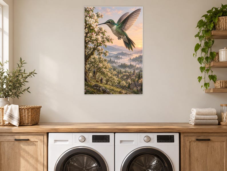 Hummingbird Art Print | Blossom Orchard Fantasy Wall Decor imagen 11