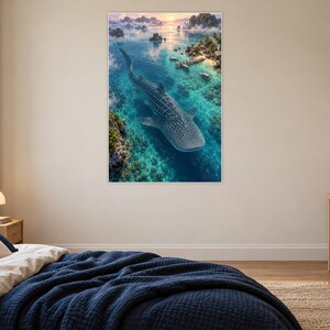 Whale Shark Art Print | Tropical Lagoon Fantasy Wall Decor zdjęcie 16