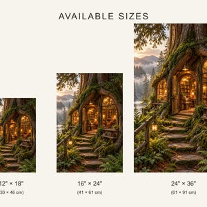 Woodland Bookshop Art Print | Cozy Fantasy Library Wall Decor Bild 4