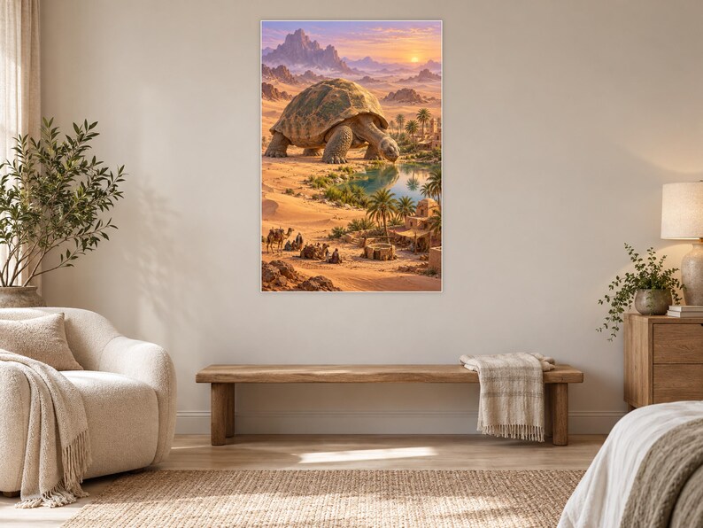 Desert Tortoise Art Print | Oasis Village Fantasy Wall Decor afbeelding 5