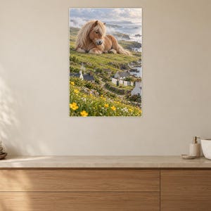 Shetland Pony Art Print | Seaside Village Fantasy Wall Decor image 10