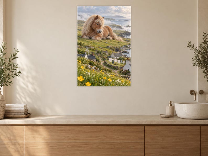 Shetland Pony Art Print | Seaside Village Fantasy Wall Decor image 10