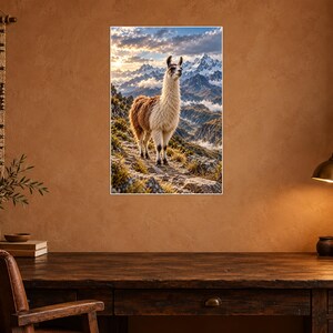 Llama Print | Andes Mountain Wall Art | Cinematic Animal Portrait image 2