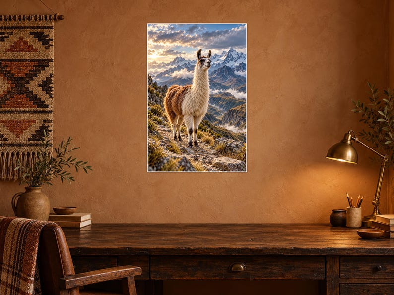 Llama Print | Andes Mountain Wall Art | Cinematic Animal Portrait image 2