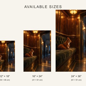 Squirrel Elevator Art Print | Warm Amber Night Wall Decor image 4