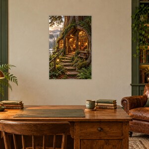 Woodland Bookshop Art Print | Cozy Fantasy Library Wall Decor Bild 2