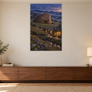 Wombat Art Print | Cozy Bookshop Village Fantasy Wall Decor imagen 3