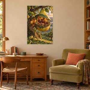 Pear Tree Music Room Art Print | Whimsical Orchard Wall Decor image 2