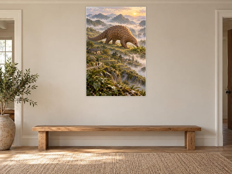 Pangolin Art Print | Terraced Village Fantasy Wall Decor Bild 13