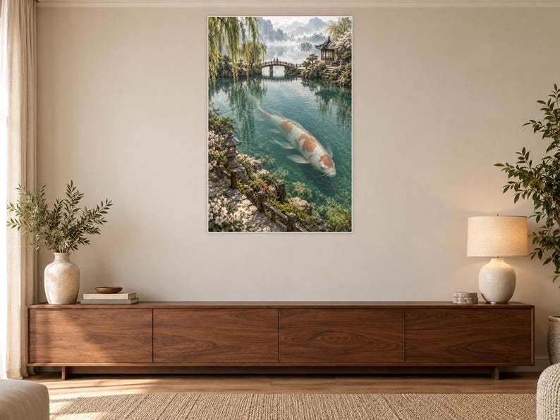 Koi Fish Art Print | Japanese Garden Fantasy Wall Decor image 3