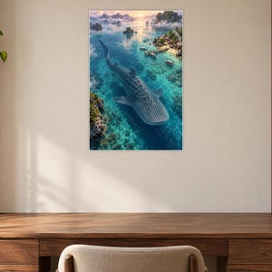 Whale Shark Art Print | Tropical Lagoon Fantasy Wall Decor zdjęcie 7