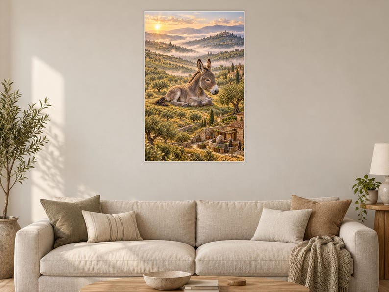 Donkey Art Print | Olive Grove Village Fantasy Wall Decor image 2