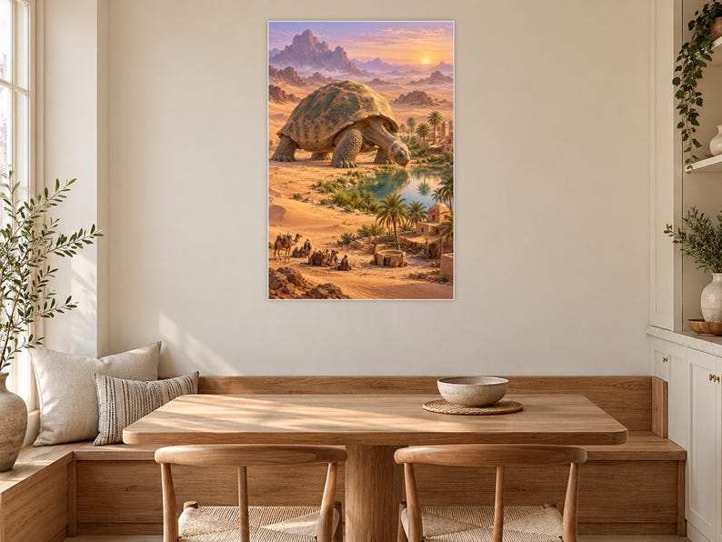Desert Tortoise Art Print | Oasis Village Fantasy Wall Decor afbeelding 9