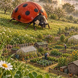 Ladybug Art Print | Cottage Garden Fantasy Wall Decor immagine 1