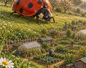 Ladybug Art Print | Cottage Garden Fantasy Wall Decor