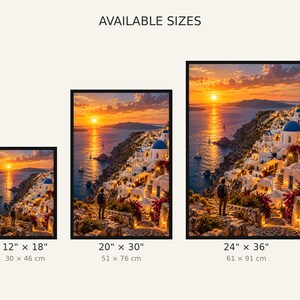 Framed Santorini Cliffs Print | Greek Island Wall Art | Aegean Sea Mediterranean Poster image 3