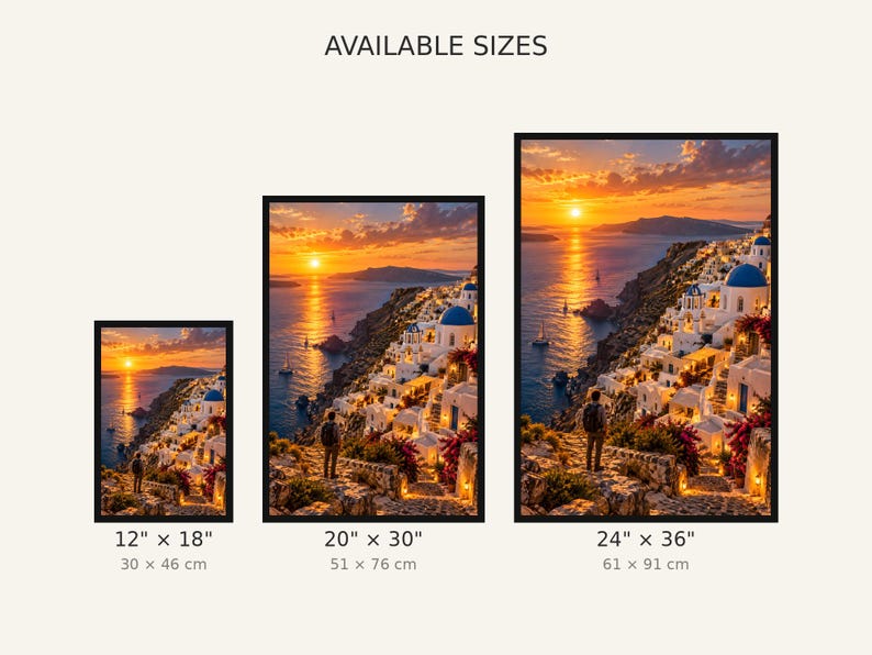 Framed Santorini Cliffs Print | Greek Island Wall Art | Aegean Sea Mediterranean Poster image 3