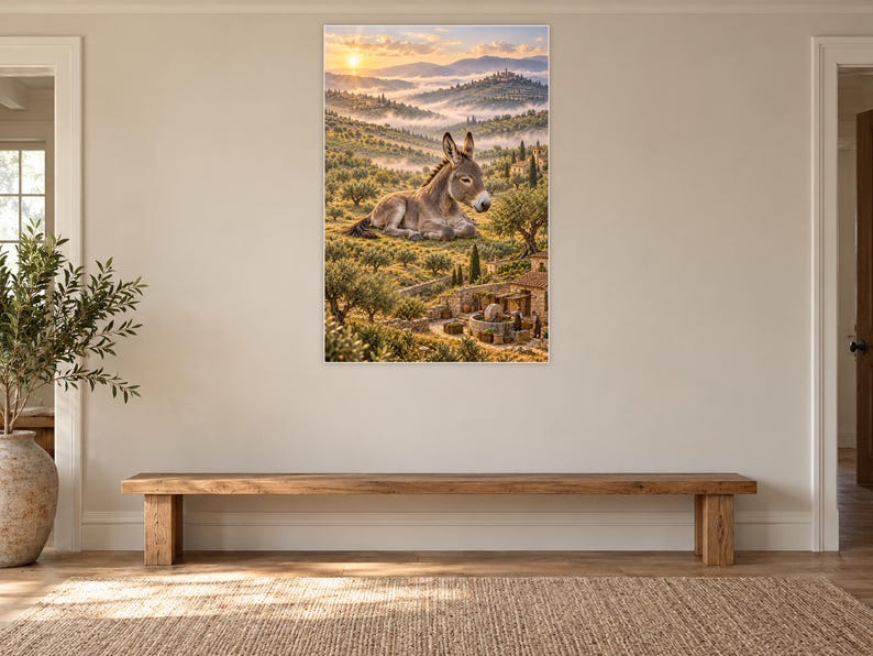 Donkey Art Print | Olive Grove Village Fantasy Wall Decor image 13