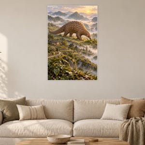 Pangolin Art Print | Terraced Village Fantasy Wall Decor Bild 2