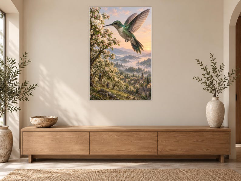 Hummingbird Art Print | Blossom Orchard Fantasy Wall Decor imagen 12