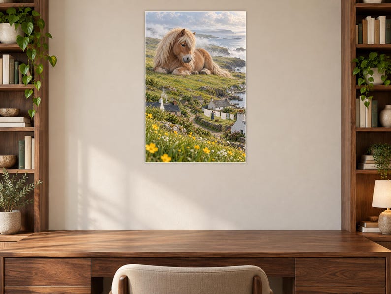 Shetland Pony Art Print | Seaside Village Fantasy Wall Decor image 7