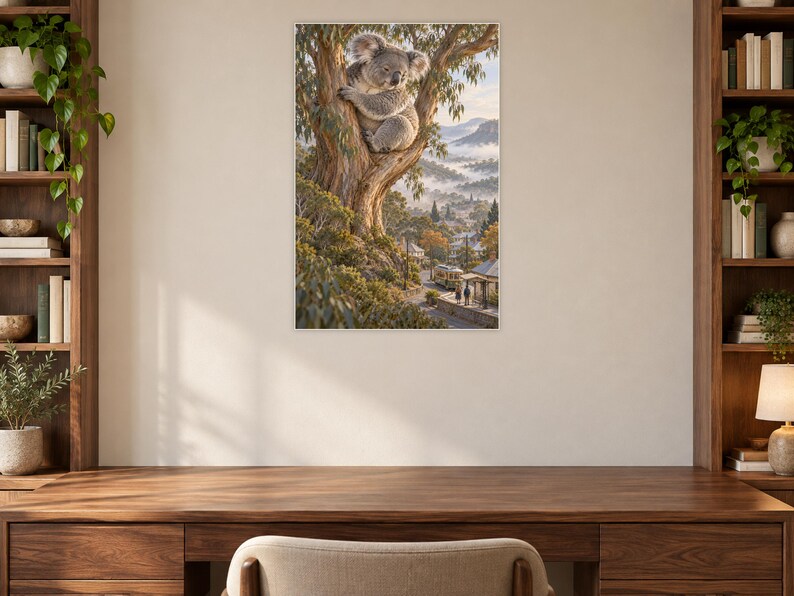 Koala Art Print | Eucalyptus Village Fantasy Wall Decor bild 7