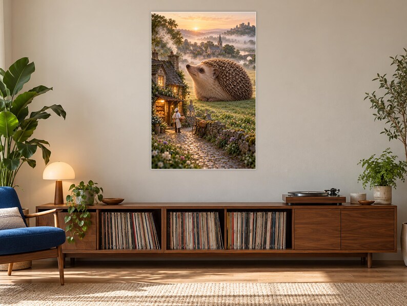 Hedgehog Art Print | Cozy Village Bakery Fantasy Wall Decor immagine 17