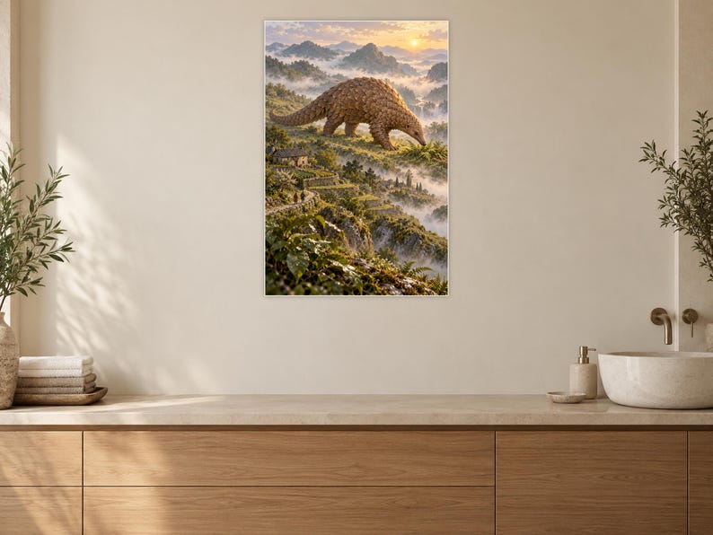 Pangolin Art Print | Terraced Village Fantasy Wall Decor Bild 10