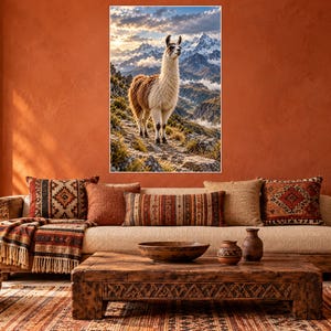 Llama Print | Andes Mountain Wall Art | Cinematic Animal Portrait image 1