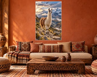 Llama Print | Andes Mountain Wall Art | Cinematic Animal Portrait