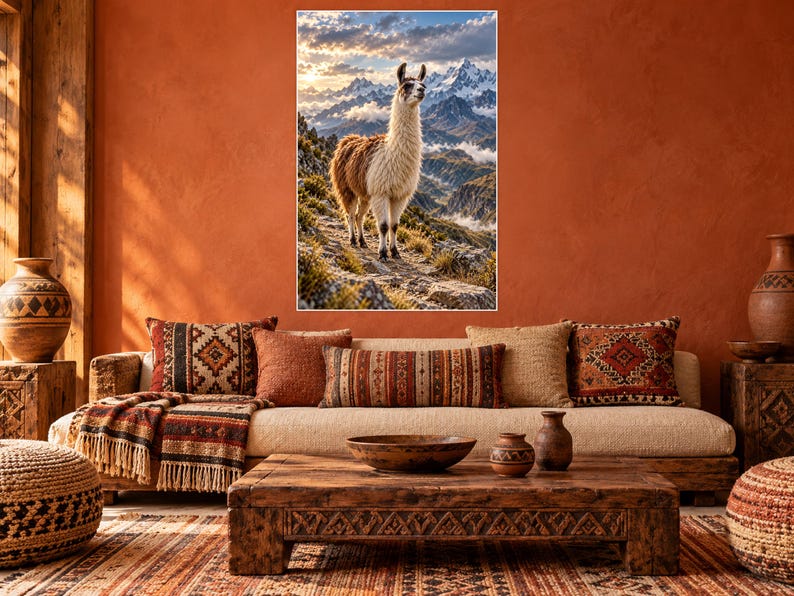 Llama Print | Andes Mountain Wall Art | Cinematic Animal Portrait image 1