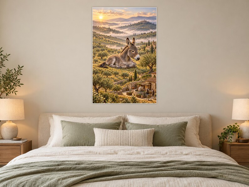 Donkey Art Print | Olive Grove Village Fantasy Wall Decor image 4