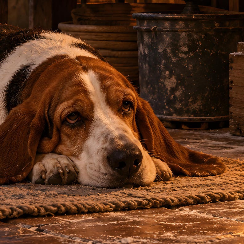 Stampa artistica "Basset Hound Bakery" / Decorazione murale per una serata accogliente in cucina immagine 3