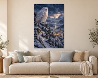 Snowy Owl Art Print | Winter Village Fantasy Wall Decor