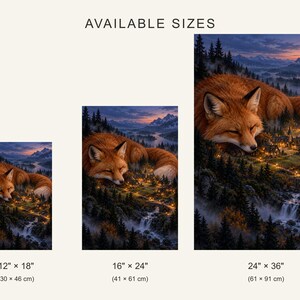 Sleeping Fox Art Print | Lantern Village Woodland Wall Decor image 4