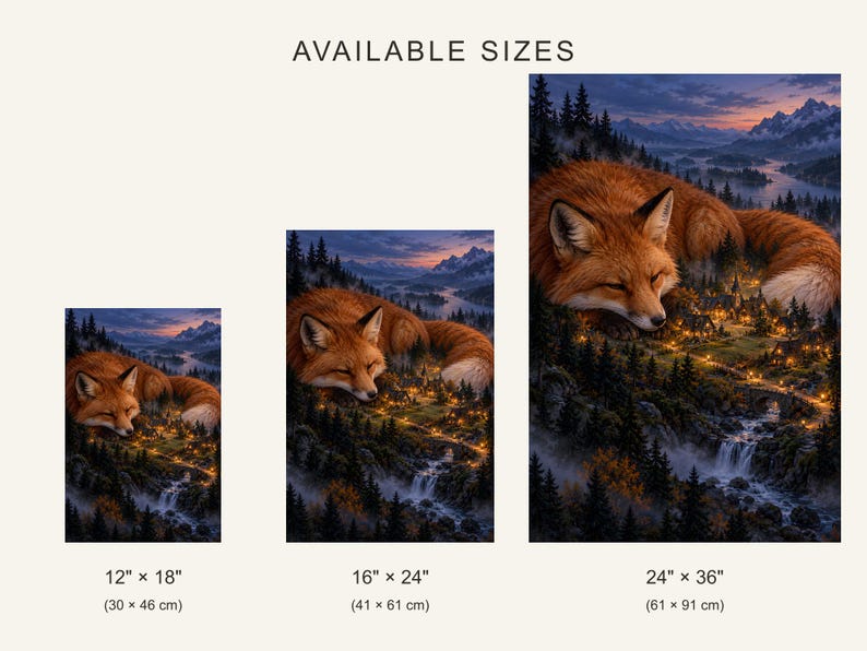 Sleeping Fox Art Print | Lantern Village Woodland Wall Decor image 4